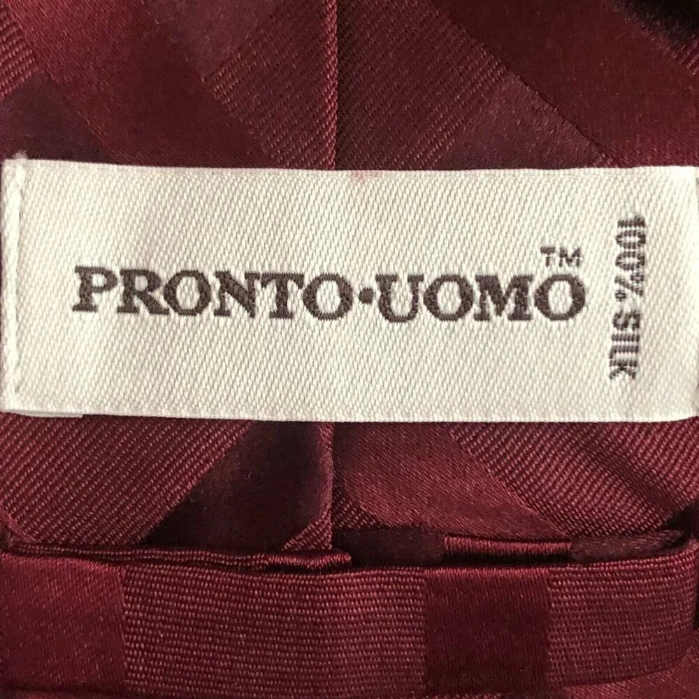 PRONTO UOMO Men's 100% Silk Burgundy Red Necktie - Old Money Quiet Luxury EUC